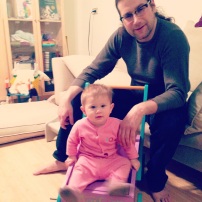 Testing the seat with Daddy.