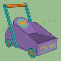 Once we had picked the colors, I used SketchUp and Photoshop to create a mock-up of the cart.